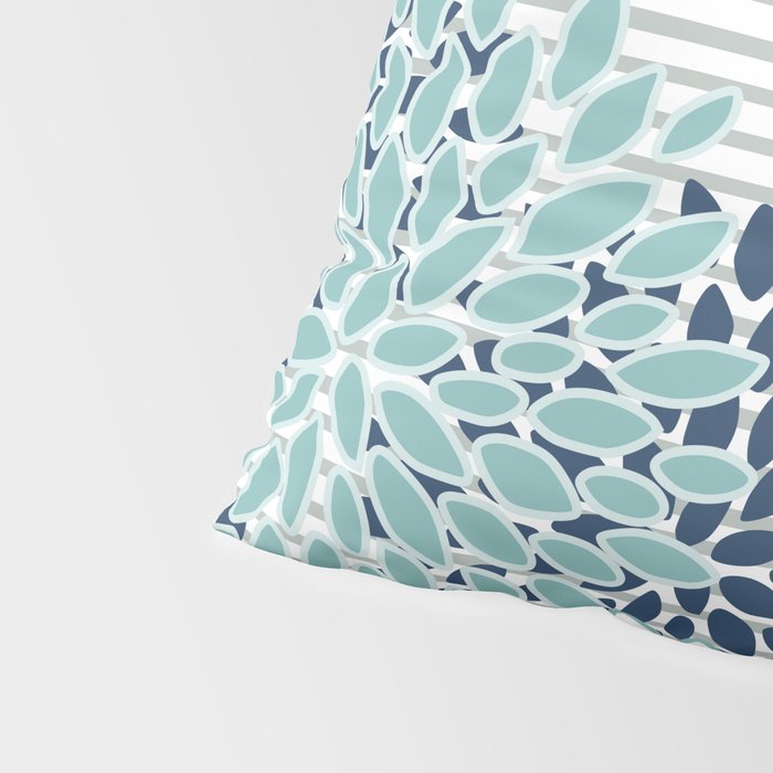 Festive, Floral Prints and Stripes, Teal and Blue Pillow Sham Gallery Image 4