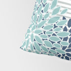 Festive, Floral Prints and Stripes, Teal and Blue Pillow Sham Gallery Image 4