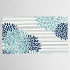 Festive, Floral Prints and Stripes, Teal and Blue Tablecloth Gallery Image 2