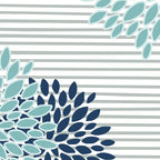 Festive, Floral Prints and Stripes, Teal and Blue Coffee Mug Gallery Image 2