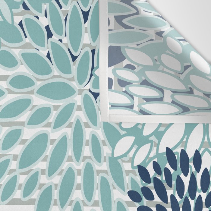 Festive, Floral Prints and Stripes, Teal and Blue Wall Tapestry Gallery Image 3