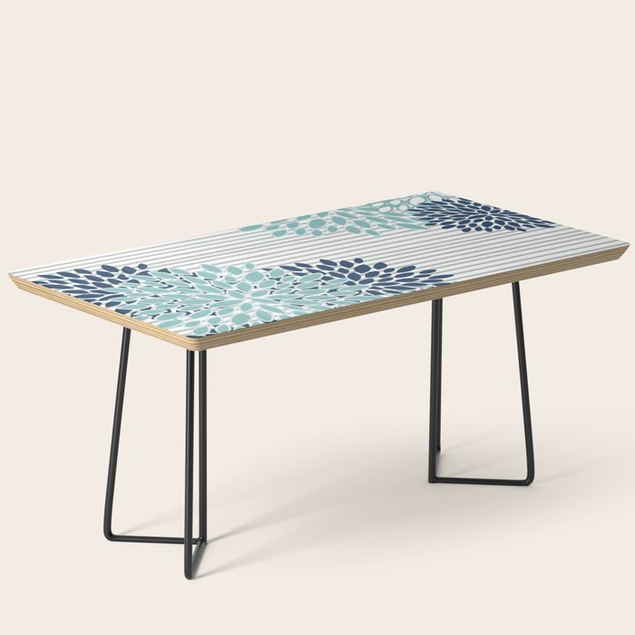 Festive, Floral Prints and Stripes, Teal and Blue Coffee Table Gallery Image 1