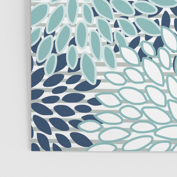 Festive, Floral Prints and Stripes, Teal and Blue Poster Gallery Image 3