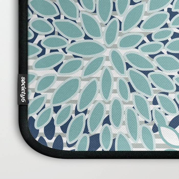 Festive, Floral Prints and Stripes, Teal and Blue Laptop Sleeve Gallery Image 3