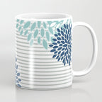 Festive, Floral Prints and Stripes, Teal and Blue Coffee Mug Gallery Image 1