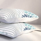 Festive, Floral Prints and Stripes, Teal and Blue Pillow Sham Gallery Image 3