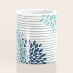Festive, Floral Prints and Stripes, Teal and Blue Coffee Mug Gallery Image 4