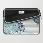 Festive, Floral Prints and Stripes, Teal and Blue Laptop Sleeve Gallery Image 2