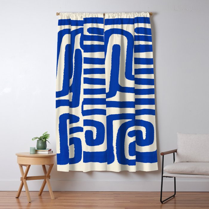 Blue line art 03 Window Curtain Gallery Image 5