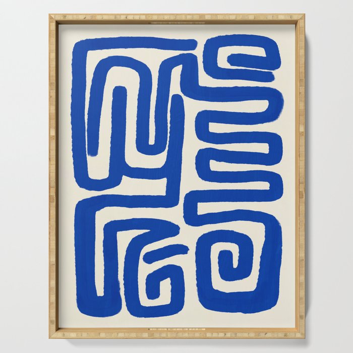 Blue line art 03 Serving Tray Gallery Image 1