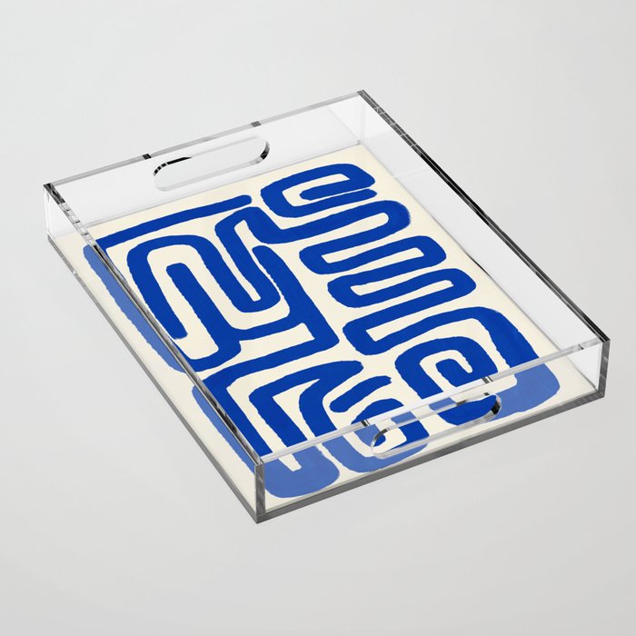 Blue line art 03 Acrylic Tray Gallery Image 1