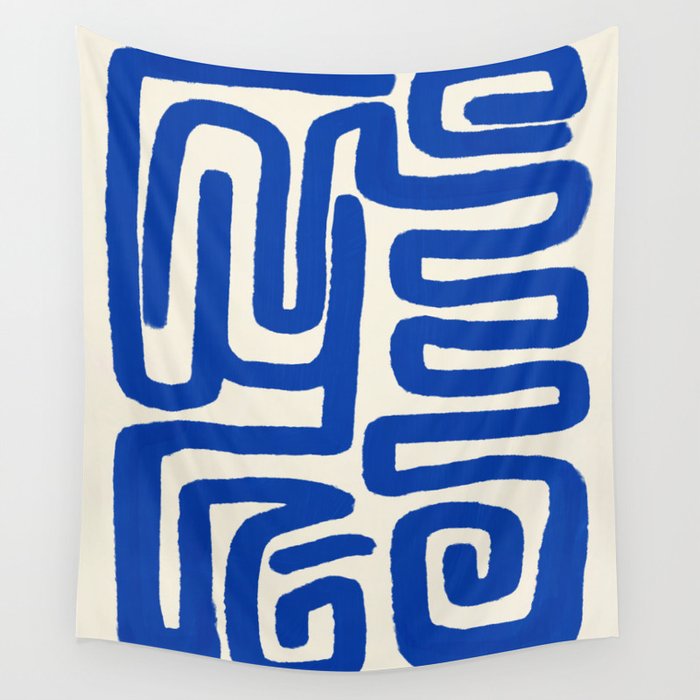 Blue line art 03 Wall Tapestry Gallery Image 4