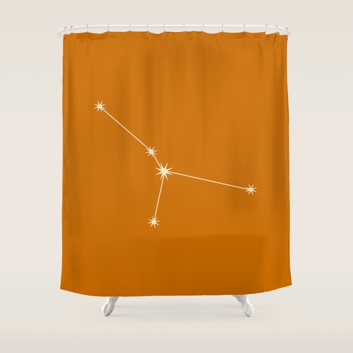 Cancer Zodiac Star Constellation Line Art Orange Shower Curtain Gallery Image 1