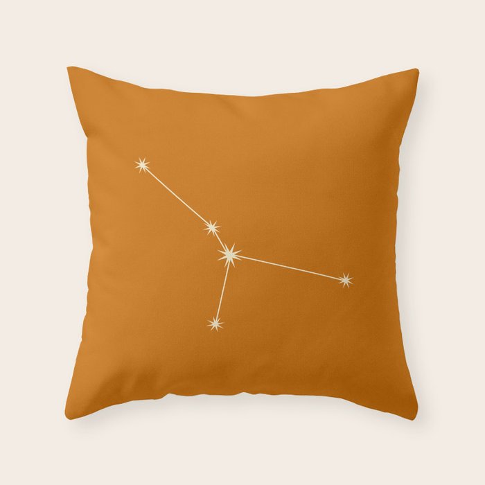 Cancer Zodiac Star Constellation Line Art Orange Throw Pillow Gallery Image 6