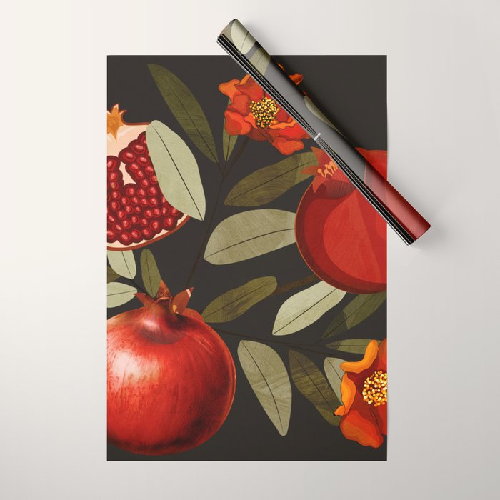 Pomegranate Botanical Art 2 Wrapping Paper Gallery Image 1