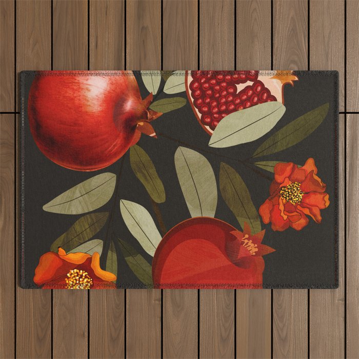 Pomegranate Botanical Art 2 Outdoor Rug Gallery Image 1