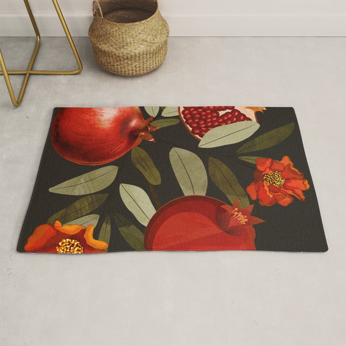 Pomegranate Botanical Art 2 Rug Gallery Image 1