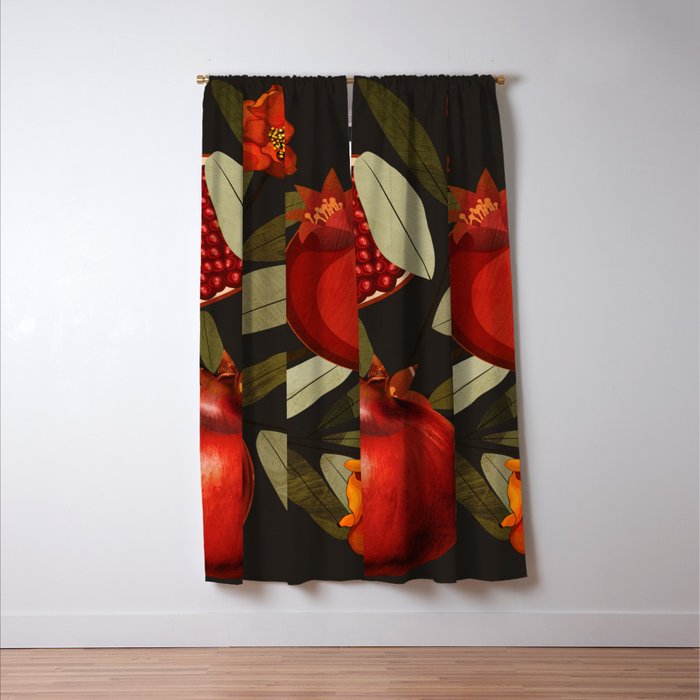 Pomegranate Botanical Art 2 Window Curtain Gallery Image 3