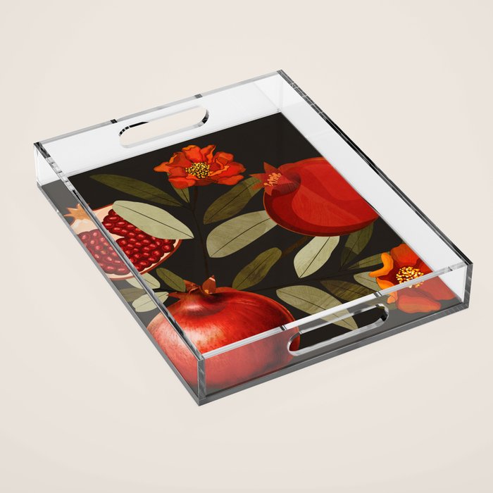Pomegranate Botanical Art 2 Acrylic Tray Gallery Image 1