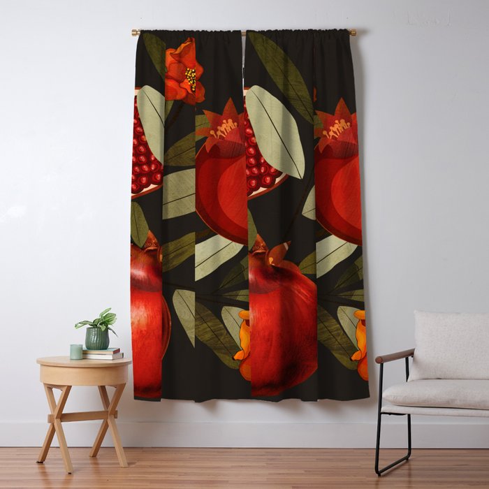Pomegranate Botanical Art 2 Window Curtain Gallery Image 5