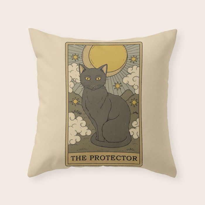 The Protector - Cat Tarot Throw Pillow Gallery Image 6