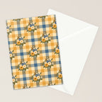 Country Retro Cottage Flowers plaid Stationery Card Gallery Image 2