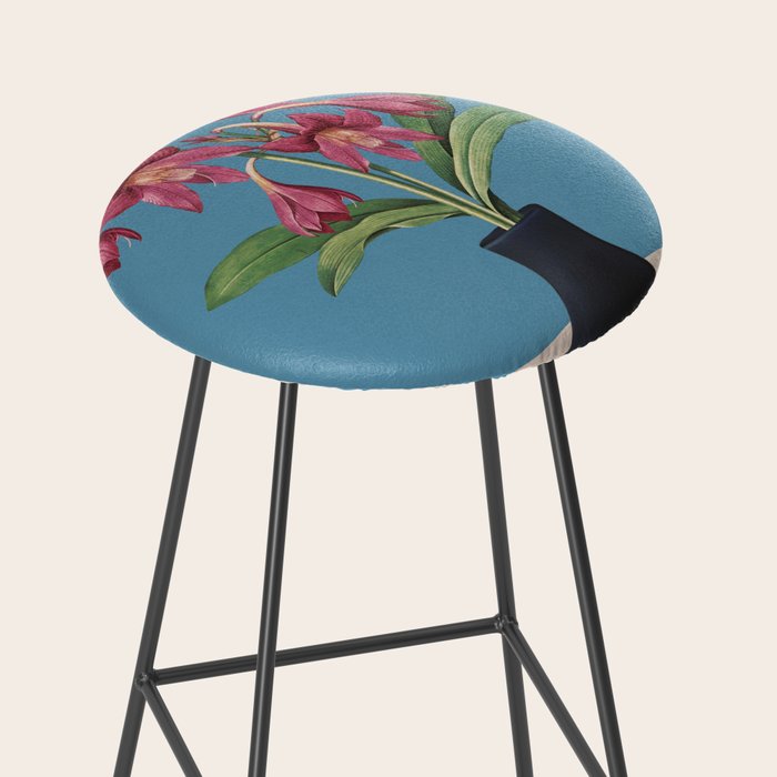 Flowers in Black Vase 1 Stool Gallery Image 2