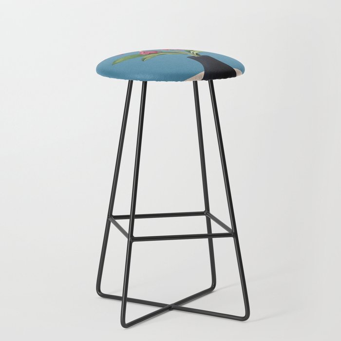 Flowers in Black Vase 1 Stool Gallery Image 1