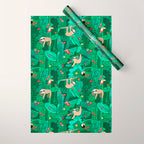 Sloths in the Emerald Jungle Pattern Wrapping Paper Gallery Image 1
