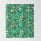 Sloths in the Emerald Jungle Pattern Throw Blanket Gallery Image 2