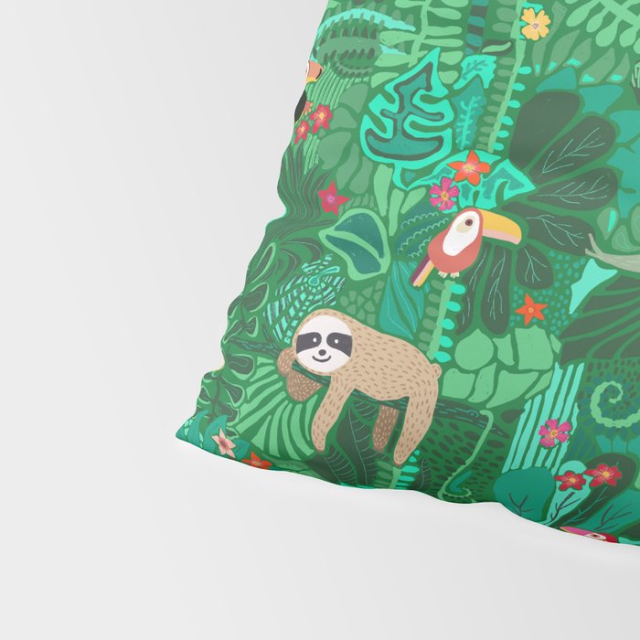Sloths in the Emerald Jungle Pattern Pillow Sham Gallery Image 4