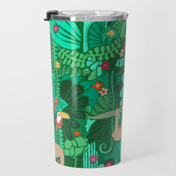 Sloths in the Emerald Jungle Pattern Travel Mug Gallery Image 3