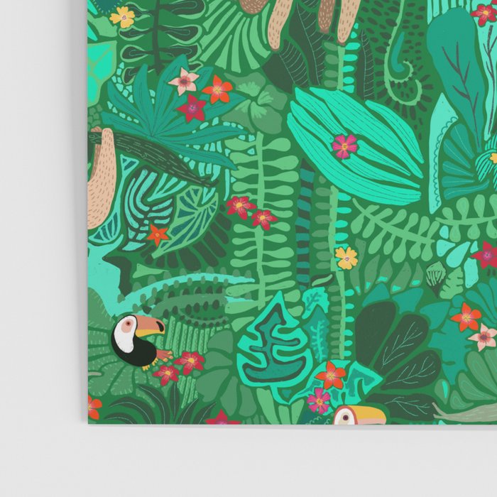 Sloths in the Emerald Jungle Pattern Poster Gallery Image 3