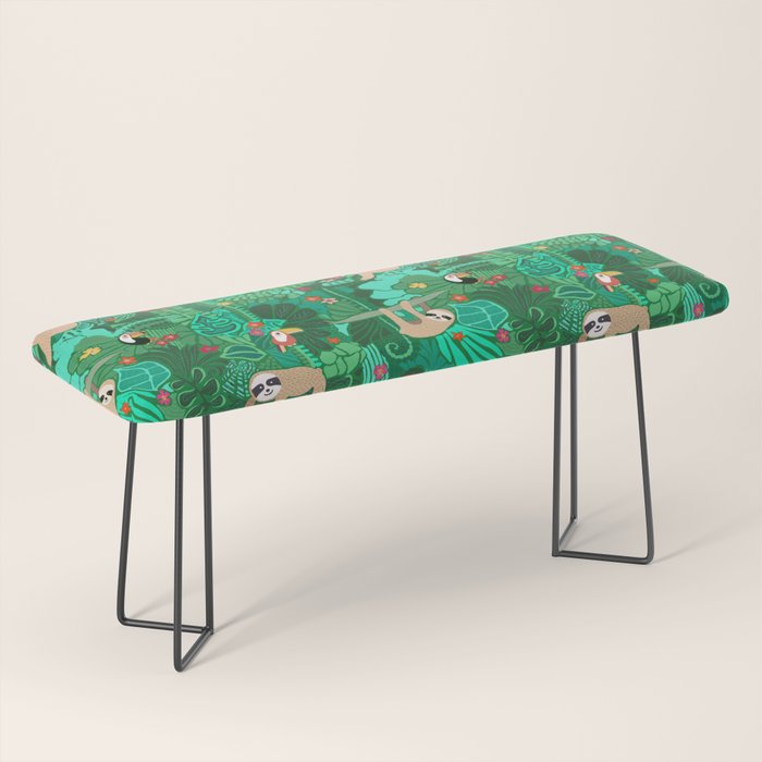 Sloths in the Emerald Jungle Pattern Bench Gallery Image 1