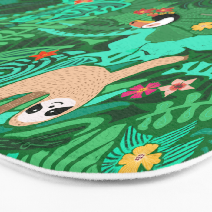Sloths in the Emerald Jungle Pattern Bath Mat Gallery Image 3