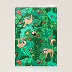 Sloths in the Emerald Jungle Pattern Stationery Card Gallery Image 2