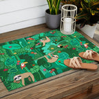 Sloths in the Emerald Jungle Pattern Outdoor Rug Gallery Image 2