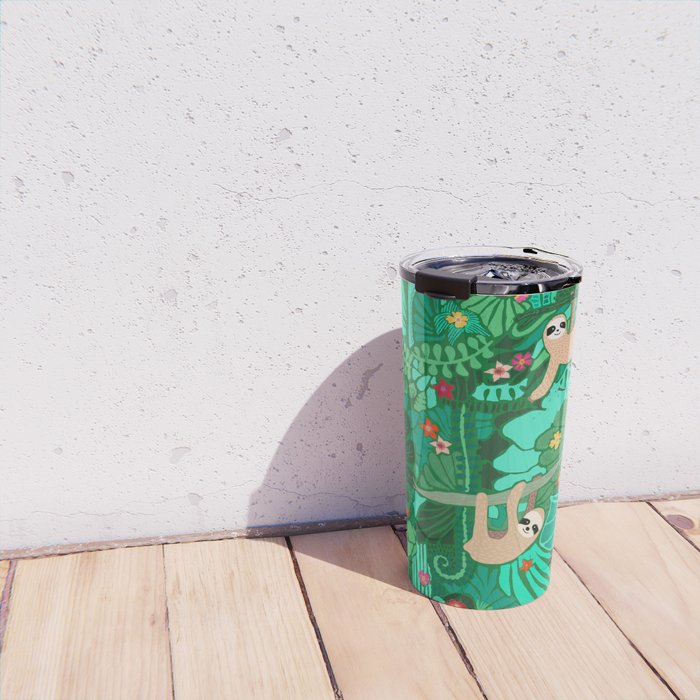 Sloths in the Emerald Jungle Pattern Travel Mug Gallery Image 4