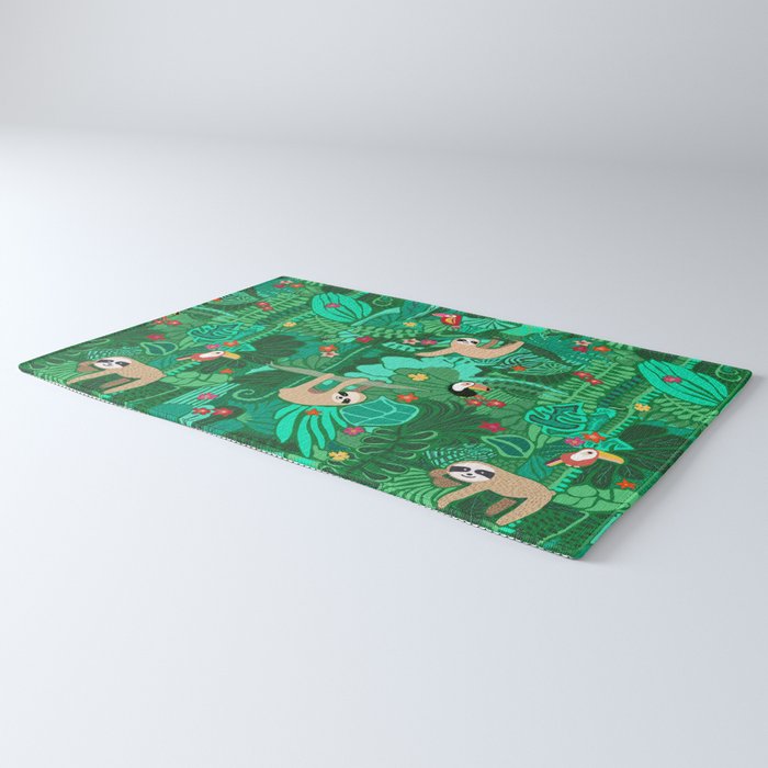 Sloths in the Emerald Jungle Pattern Rug Gallery Image 3