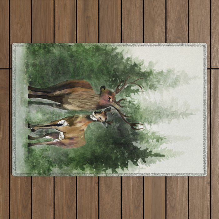 Deers in the Forest Outdoor Rug Gallery Image 1