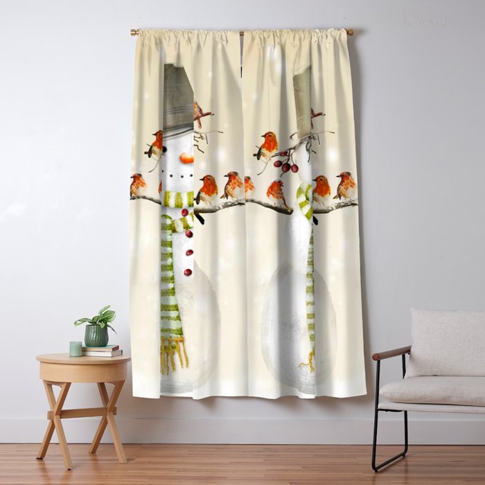 Snowman and Birds Window Curtain Gallery Image 5