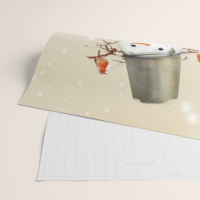Snowman and Birds Wrapping Paper Gallery Image 2
