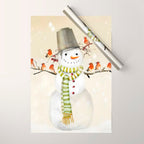 Snowman and Birds Wrapping Paper Gallery Image 1
