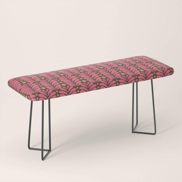 Pink and Brown Botanical Scalloped Art Deco Pattern Bench Gallery Image 1