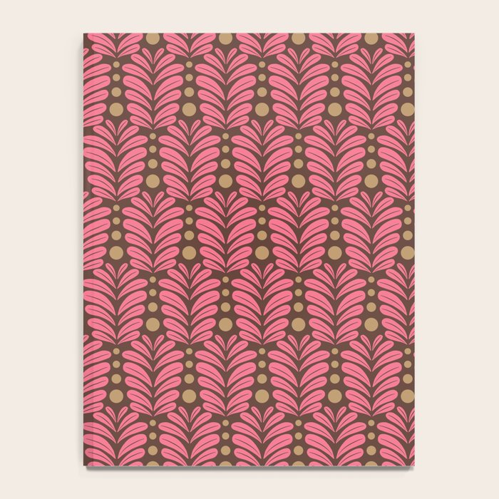 Pink and Brown Botanical Scalloped Art Deco Pattern Notebook Gallery Image 4