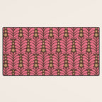 Pink and Brown Botanical Scalloped Art Deco Pattern Desk Mat Gallery Image 3