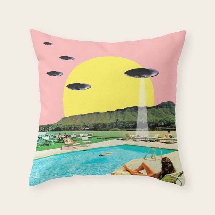 Invasion on vacation (UFO in Hawaii) Throw Pillow Gallery Image 1