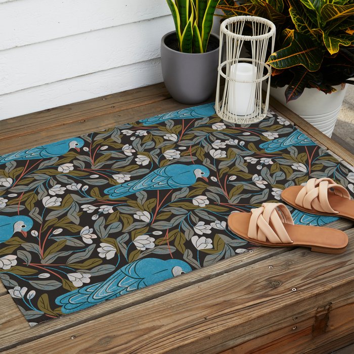 Bluebird and Apple Blossoms Outdoor Rug Gallery Image 2