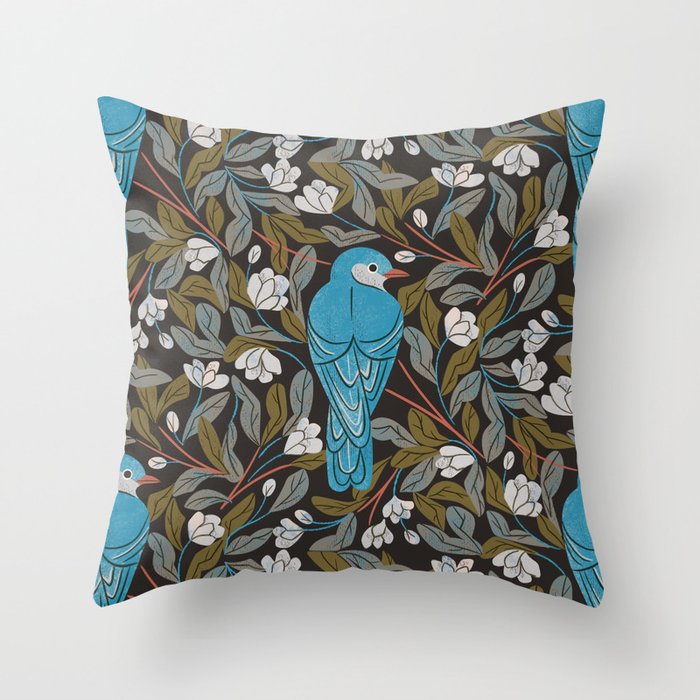 Bluebird and Apple Blossoms Throw Pillow Gallery Image 1