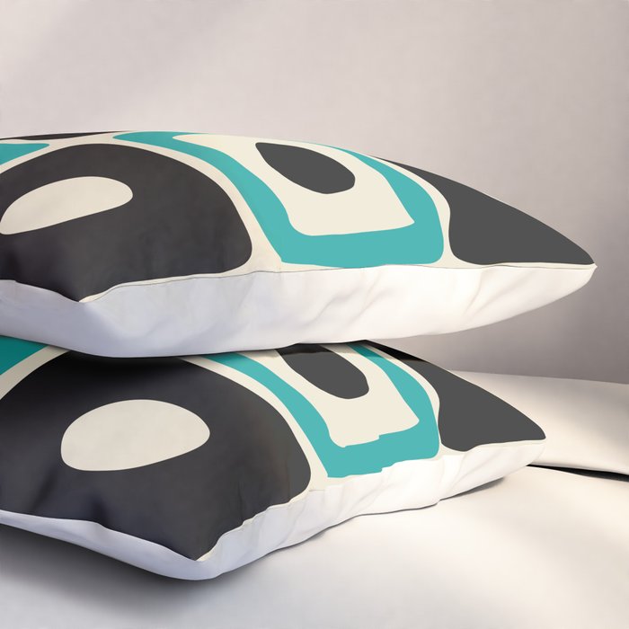 Mid Century Modern Square Dot Pattern 593 Black and Turquoise Pillow Sham Gallery Image 3